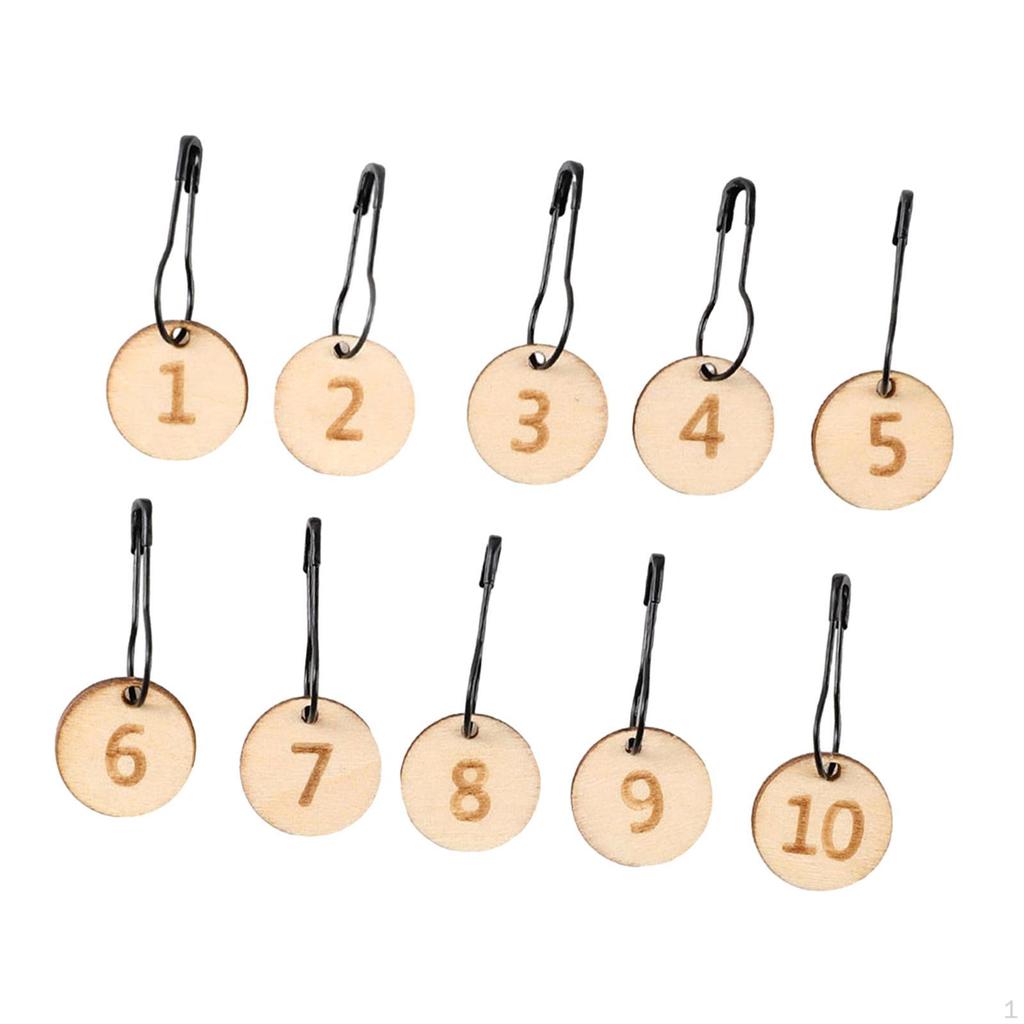 10ks stehových značek 1-10 dřevěný háčkovaný značkovací kroužek pro pletení tkacích nástavců