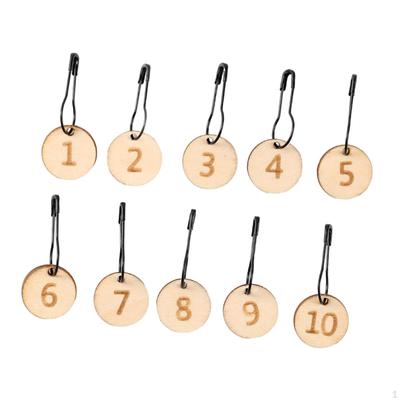 10 Stück Maschenmarkierer 1-10 Nummer Holz Häkelmarkierring zum Stricken Weben Anhänger
