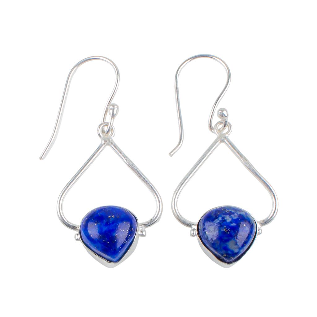 Lapis Lazuli Gemstone 925 Sterling Silver Trendy Jewelry Earrings1.80" For Women EE-33-23