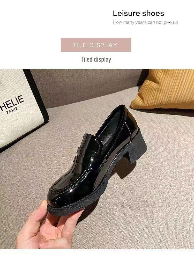 Patent Leather High Heel Mary Jane Loafers - Japanese Style