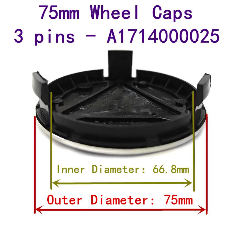 WVWGI1 Hot 2026 New For Benz 4 Pcs 3 6 Pins 65mm / 75mm Car Hub Center Caps For Mercedes Benz Wheel Center Cover Emblem Accessories A17