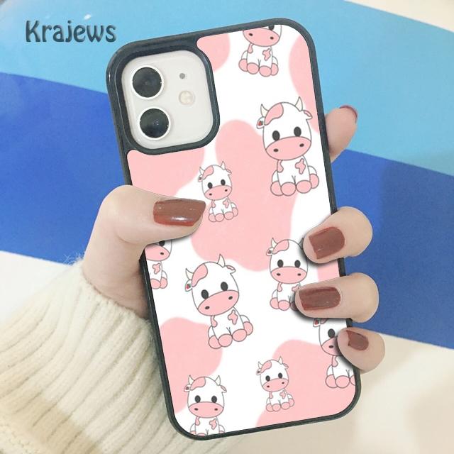 Krajews Animal Cute Cartoon Cow Soft Phone Case Cover For iPhone 17 Air 16 15 14 Plus 11 12 13 Pro Max Coque Fundas