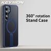 KEYSION 360 Hidden Metal Stand Magnetic Case for Magsafe for Samsung Galaxy S24 S25 Ultra S24+ S25+ Matte Shockproof Phone Cover