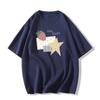 catty pure cotton American retro small man front shoulder short-sleeved t-shirt women's summer loose lazy half-sleeved t-shirt top