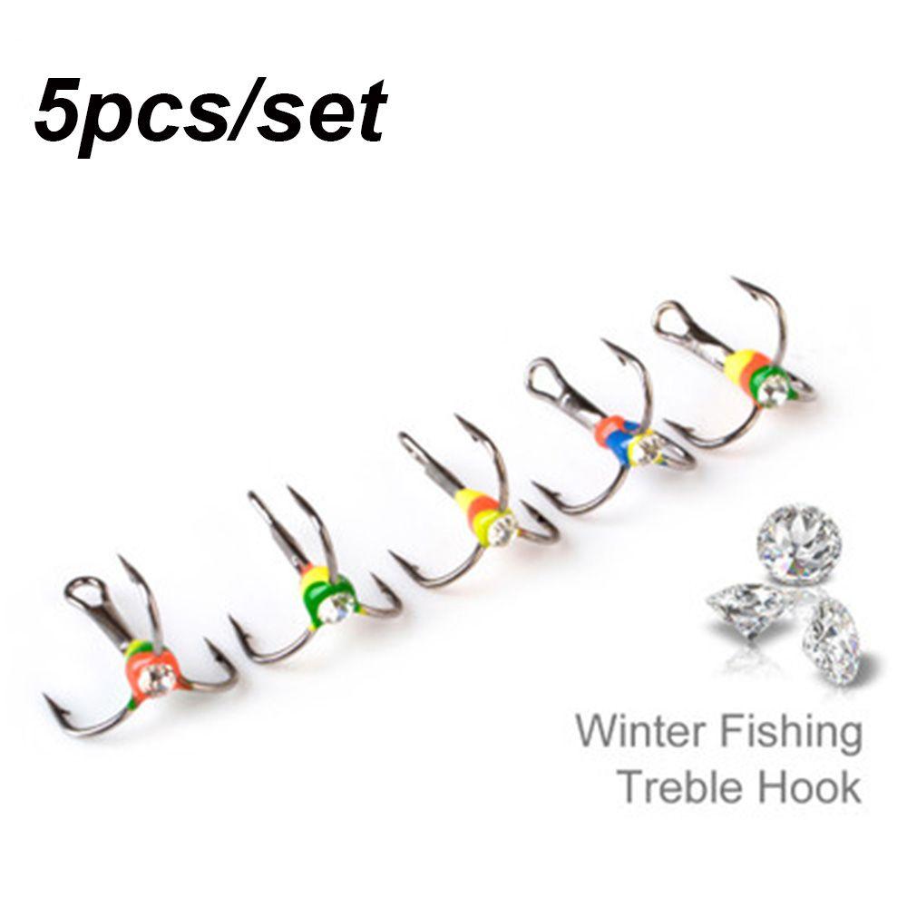

5pcs New Style Winter 6# 8# 10# 12# Hot Three-jaw Hook Carbon Steel Tackle Tools Ice Fishing Hooks
