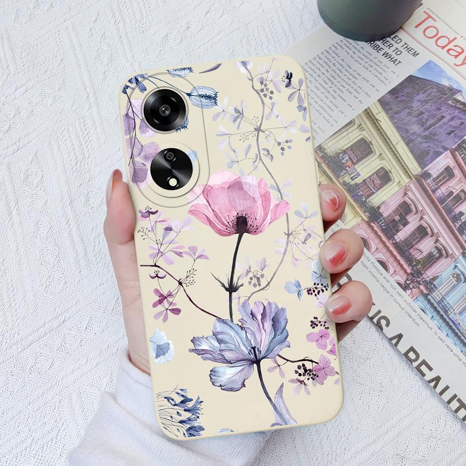 Modische Anmutige Blumen Handyhüllen Für Oppo A7 A35 A11 A1K A15 A55 A1 A52 Quadratisch Weich Flüssigsilikon Vollständige Abdeckung Stoßfestes Gehäuse Für Oppo Capa