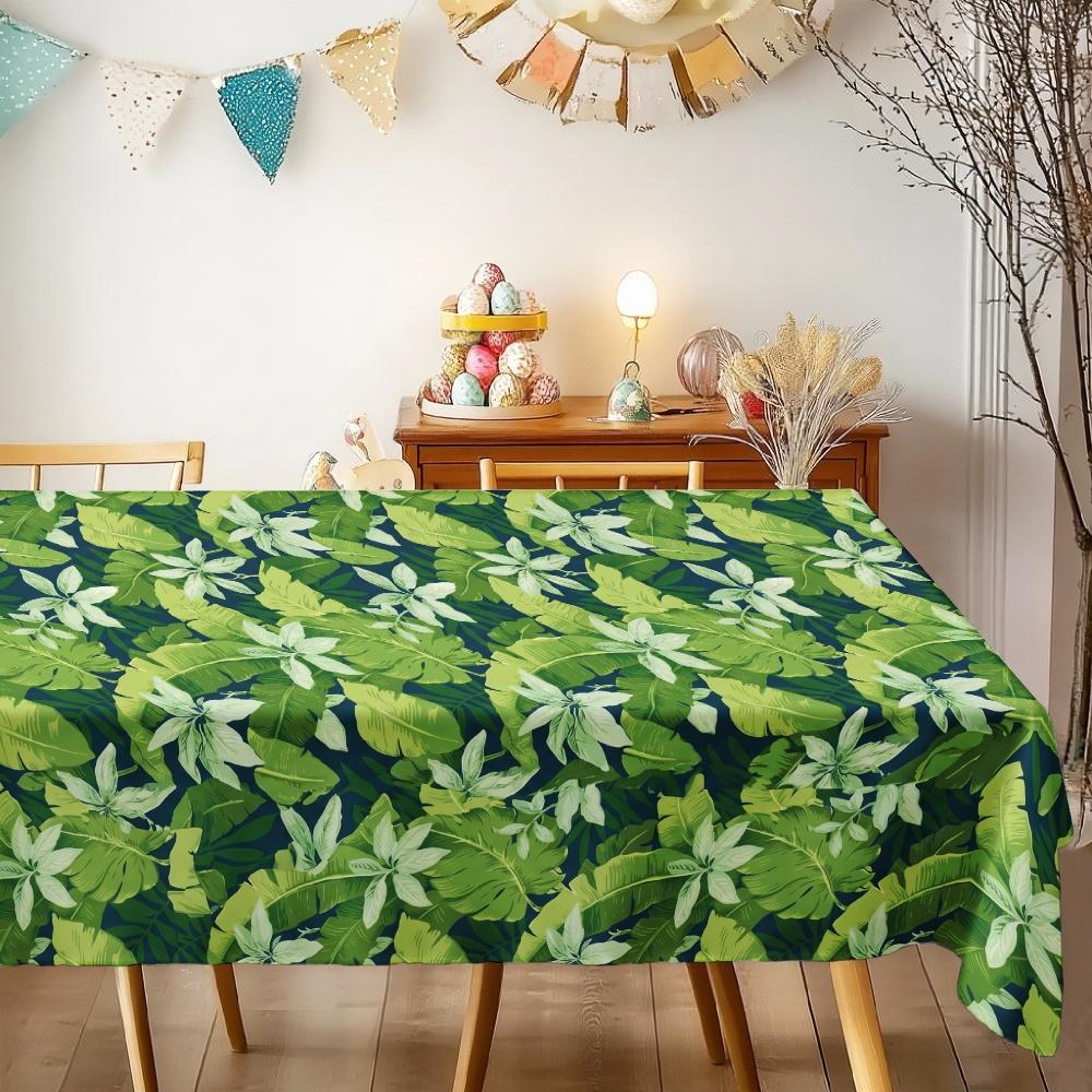 Tropical Leaves Rectangle Table Cloth for Table Decor Kitchen Dining Waterproof Reusable Tablecloth for Table Indoor Outdoor