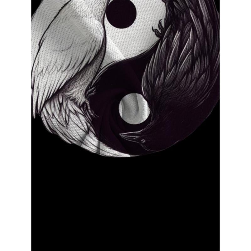European Sizes Men'S Summer Casual Yin Yang Bird Print T-Shirt,  Lightweight And Breathable, Perfect for Outdoor Activities
