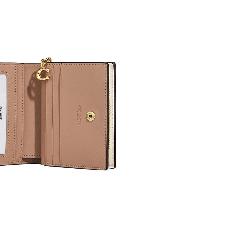 New COACH Snap Wallet Artificial Leather Card Holder, Wallet Regular Women's Chalk White C9913-IMCAH