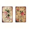 2Pcs 7.8×11.8in European Vintage Tin Paintings - Travel Music Flower Hot Air Balloon Decor - Indoor/Outdoor Wall Art for Home/Bar/Cafe