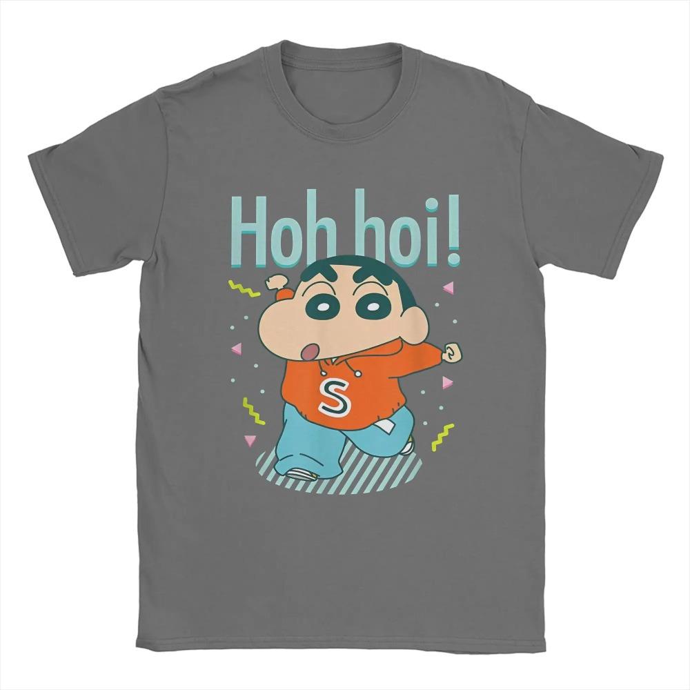 Men's T-Shirts Crayon Shin-chan Hohhoi Casual Cotton Tees Short Sleeve Funny Cute Celebration T Shirts O Neck Clothing Classic