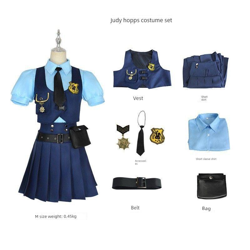 Judy Cosplay Costume Girls' Dress Judy Rabbit Police Officer Cosplay Little Girl Birthday Dress Lolita Puffy Dress
