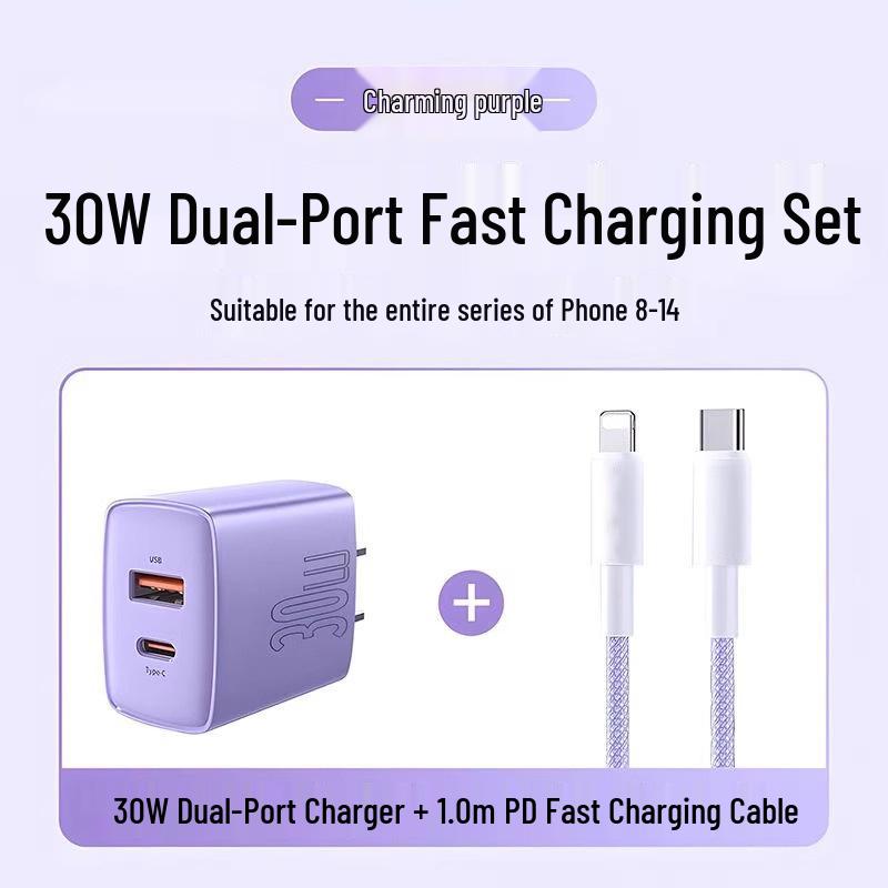 TaowanTong 30W Dual-Port GaN-Ladegerät für iPhone 16 & Mehr - Schnelllade-Set