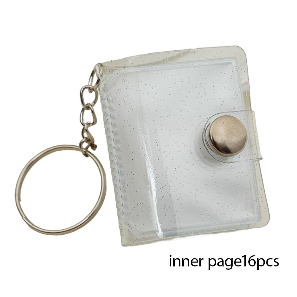 

Mini Photo Album Keychain Transparent DIY Photo Card Holder Pockets ID Photo Portable Idol Small Card Storage Album Keychain білий