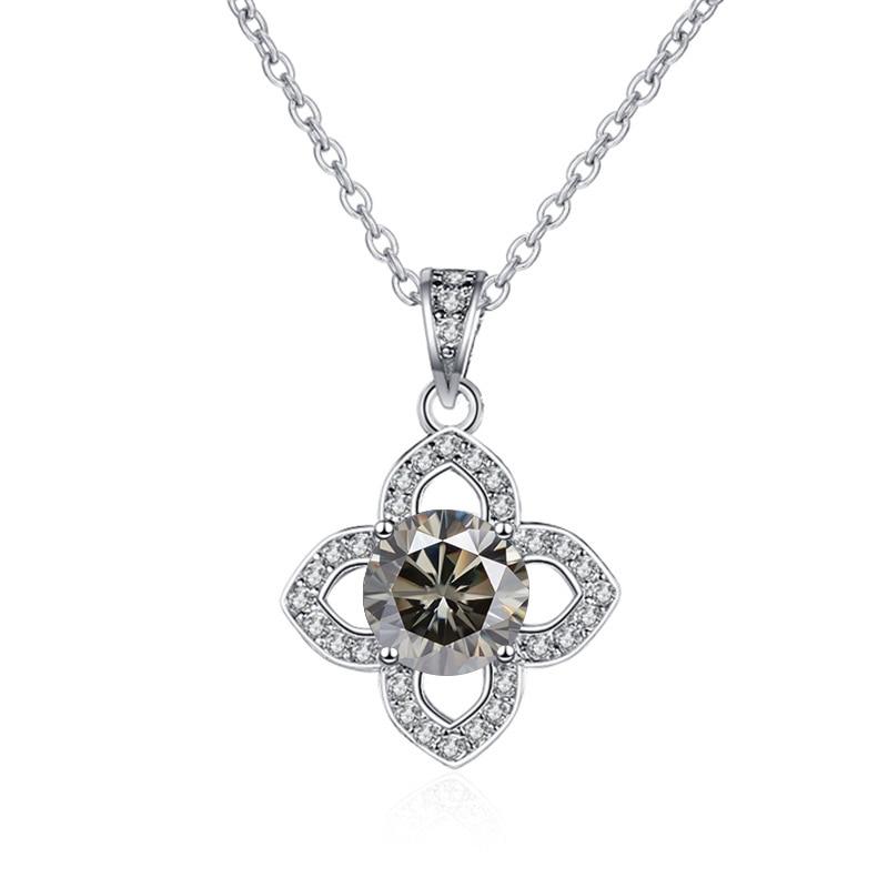 Bague Ringen 1ct VVS D Color Moissanite Pendant Necklace Women's 925 Sterling Silver Lucky Clavicle Chain Valentine's Day Gift