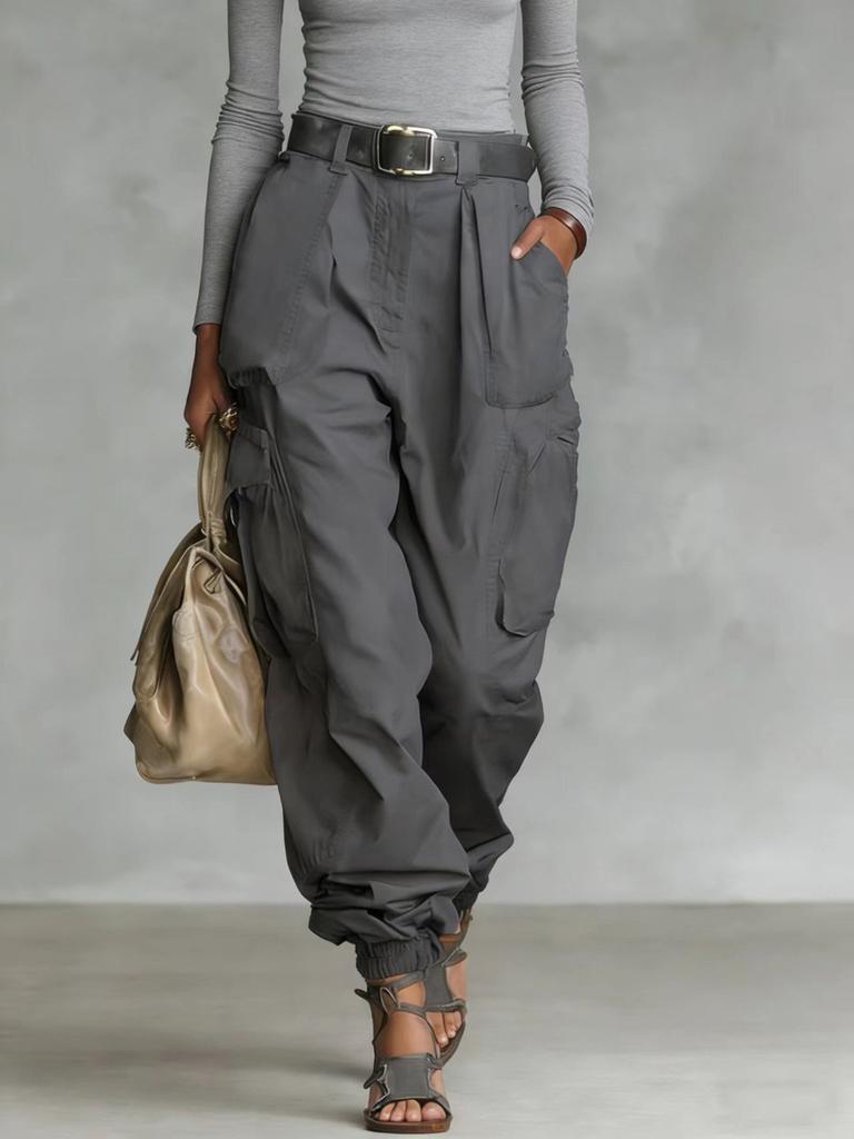 Street Multi-Pocket Workwear Pants Women Loose Wide Leg Casual Long Pants