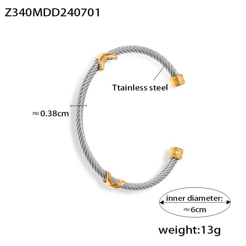 European Retro Ribbed Titanium Steel Luxury Hip Hop Adjustable Bangle - Women s Fashion Jewelry.