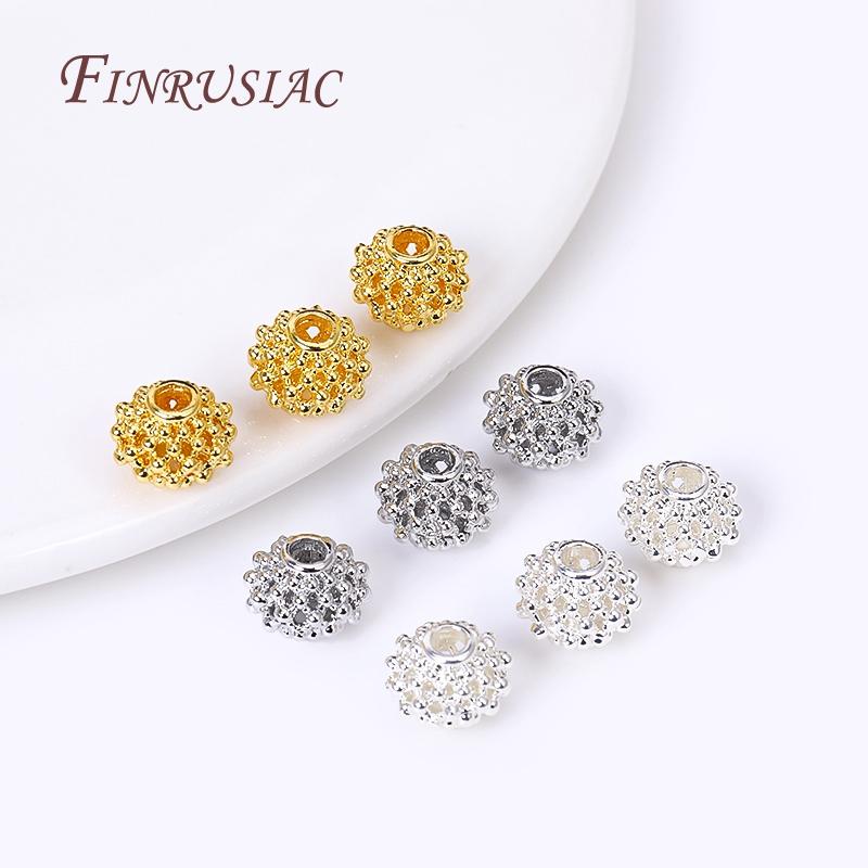 10X8MM Round Spacer Beads Wholesale 18K Gold Plated Design Lantern Coral Spacer Beads Components For DIY Jewelry Making Supplies