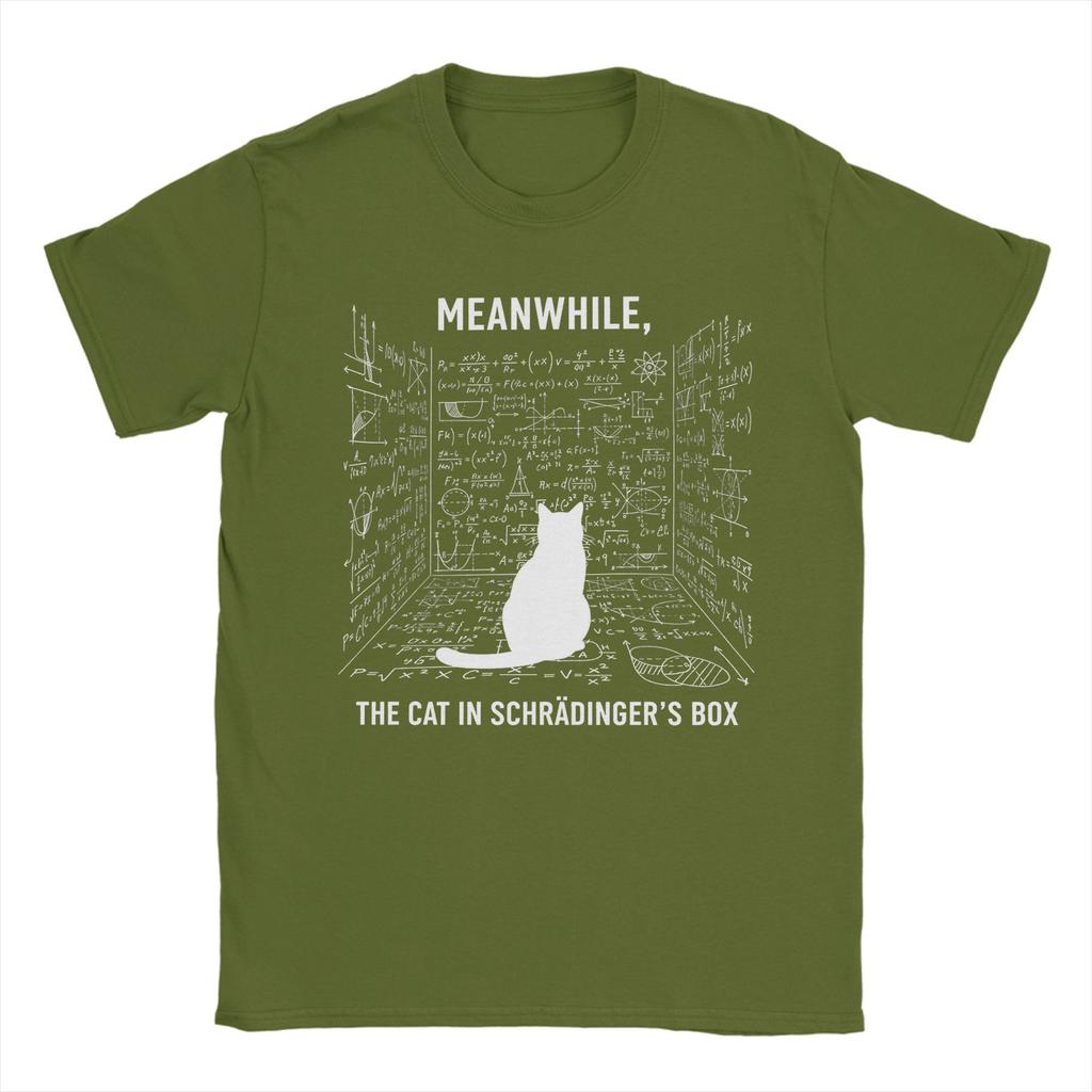 Herren T-Shirt Schrödingers Katze Physik Gleichungen Lustig 100% Baumwolle T-Shirt Kurzarm T-Shirt O-Ausschnitt Oberteile Geburtstagsgeschenk