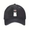 Cute Cat Paw Print Baseball Cap Black Unisex Cotton Adjustable Casual Summer Hat