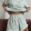 2026 European Summer Women's Casual Leopard Print Top & Shorts Set