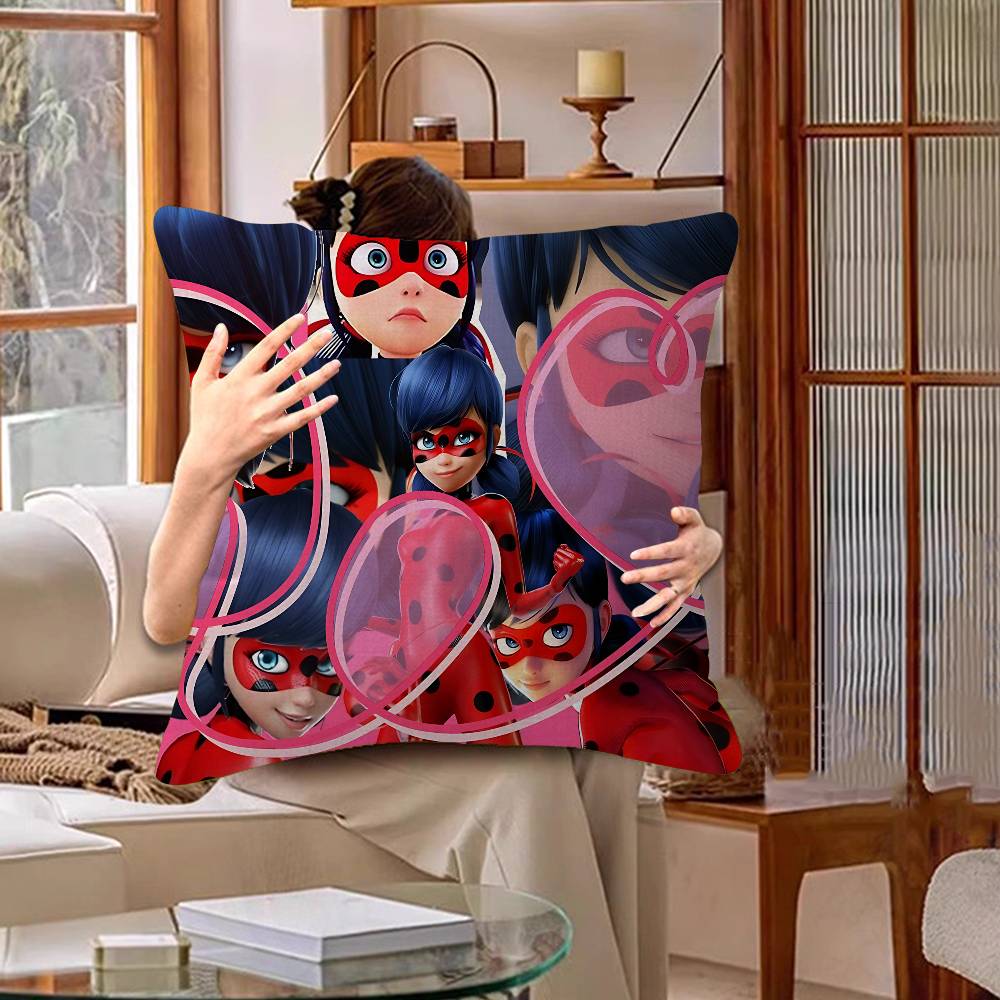 Cartoon Characters L-Ladybugs Cute Office Cushion Pillowcase Car Cushion Cover45X45CM Lumbar Pillowcase Sofa Pillowcover