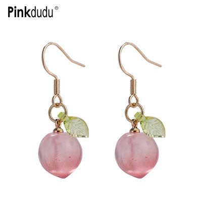 2023 Farbverlauf Rosa Pfirsich Tropfen Ohrringe Romantische Süße Licht Luxus Glas Obst Ohrring für Frauen Schmuck PD1482