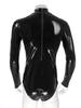 Men Shiny Latex Catsuit Leotard Jumpsuit Slim Fit Long Sleeve Zipper Boxer Bodysuit Leotard Clubwear Pole Dance Rave Costume