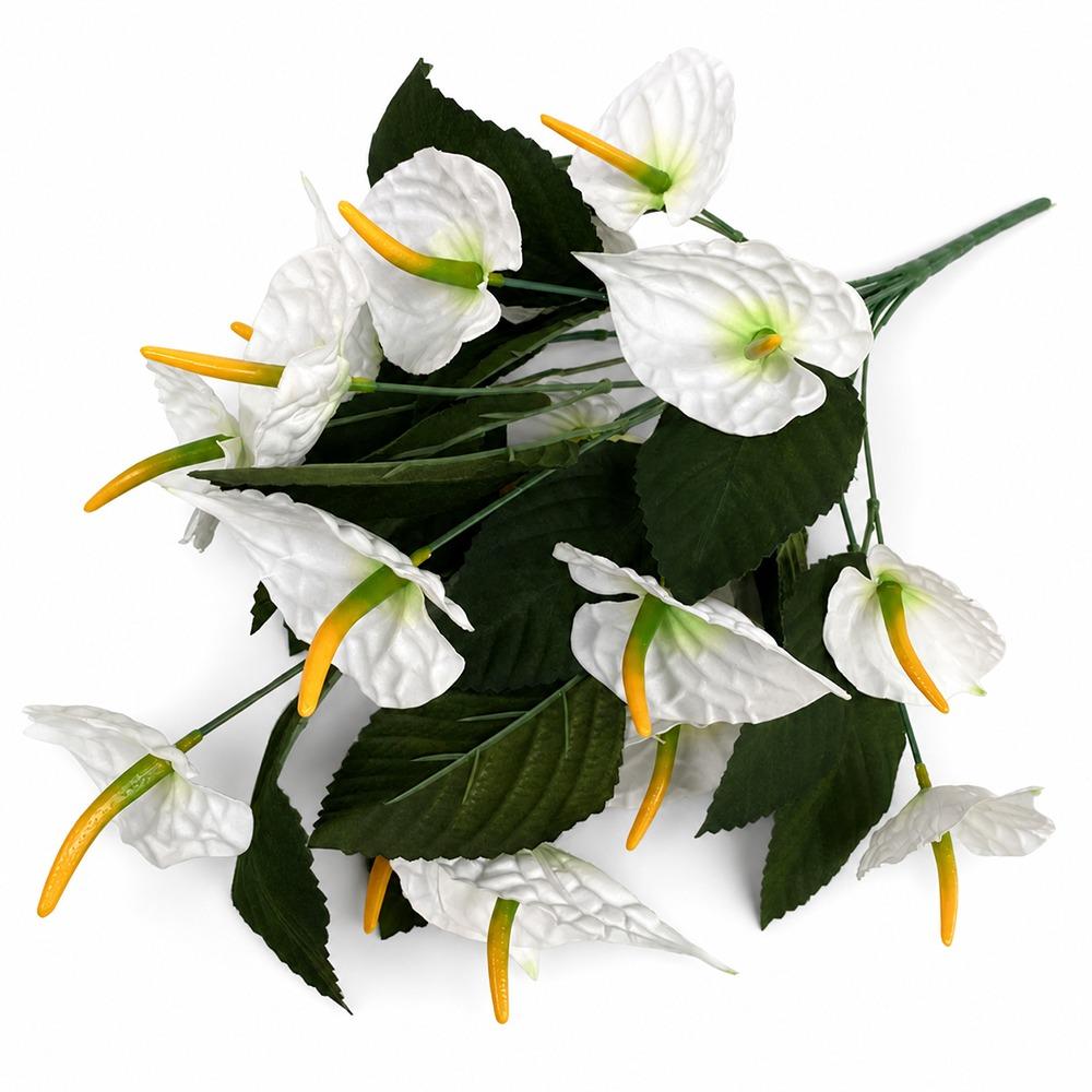 Cloth Petals Anthurium Artificial Flower Multicolor Faux Flower  Home Decoration S-White