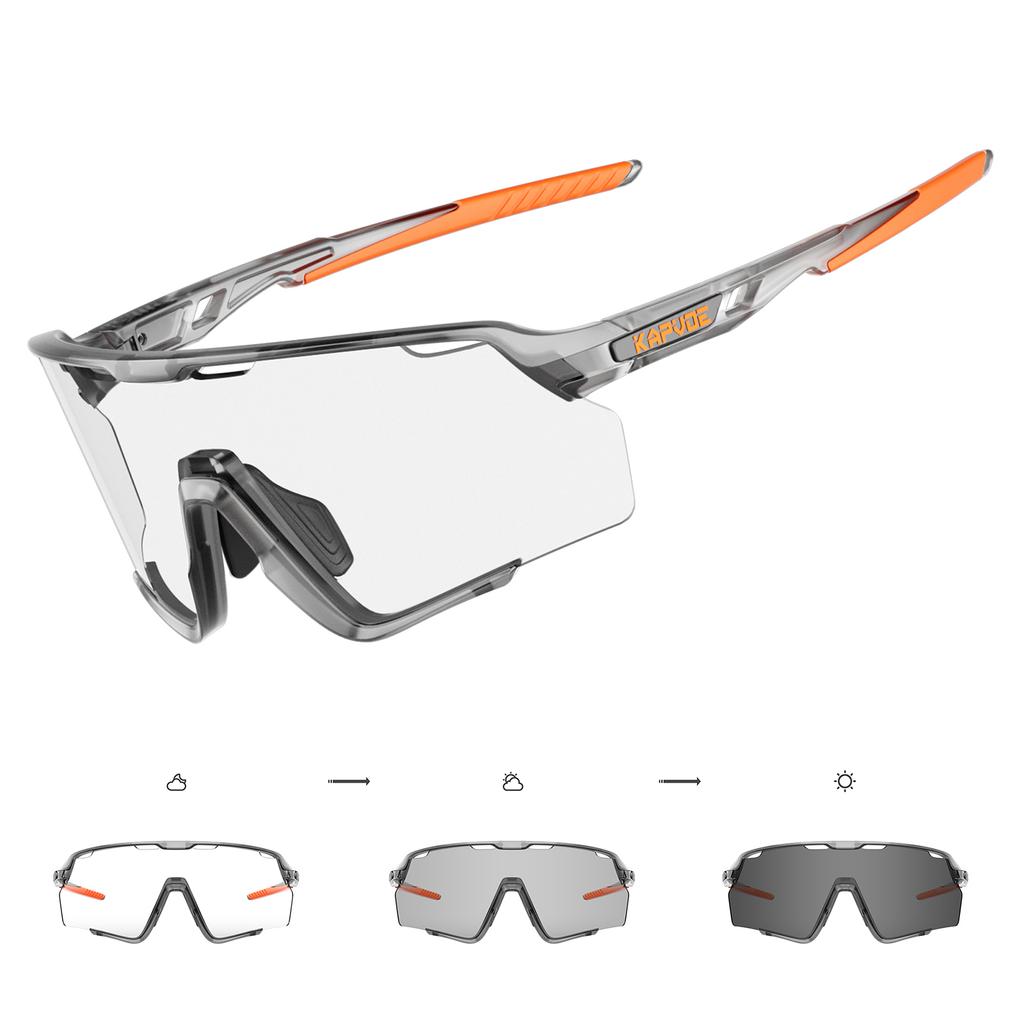 Kapvoe Photochromic Hiking Eyewear Cycling Glasses Sunglasses for Men Silver Lens Multi Color Women Bike Outdoor Riding Running