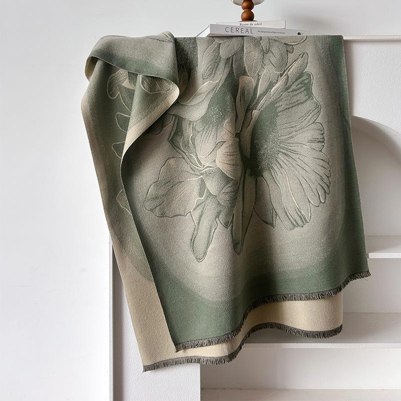 Gentle And Classic Color Imitation Cashmere Scarf Women'S Versatile Warm Scarf Big Shawl With High Sense