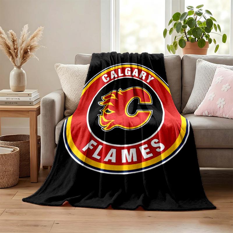 Calgary Flames blanket Flannel Blanket Soft Cozy Plush Throw for Sofa Bed Lightweight Home Decoration