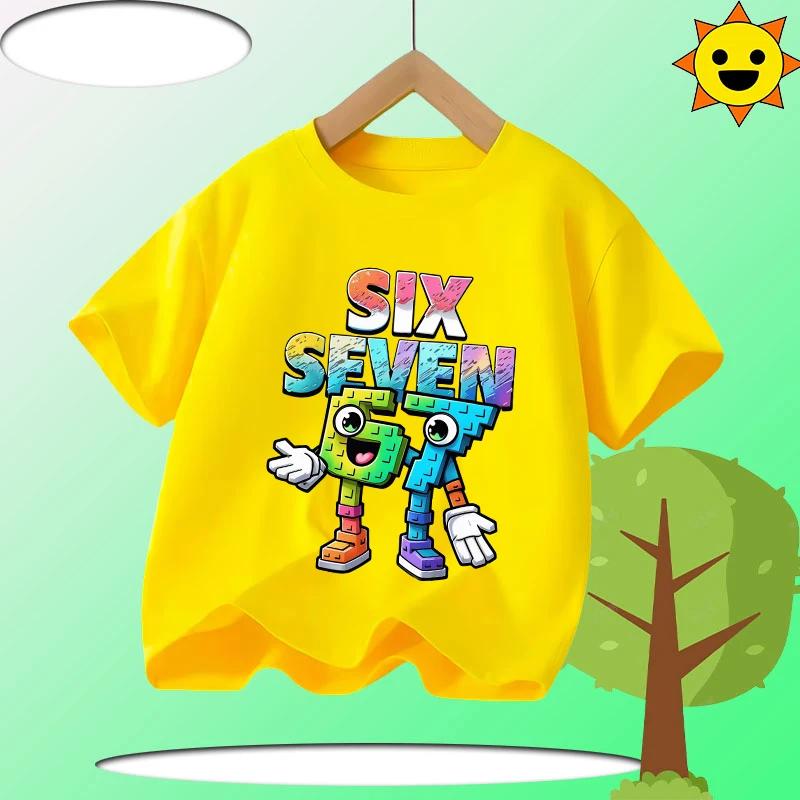 Summer Six Seven 67 Cartoon Cute Print Children‘s Short Sleeve Tops Polyester Casual Kids T-shirt Fashion Boys Girls Clothes Tees