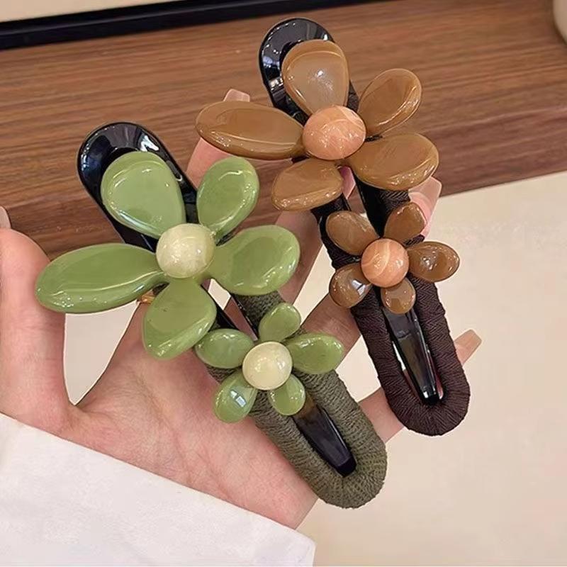 Double Flower Duckbill Clip Sweer Elegant Ponytail Clip for Women Girls Thin Thick Curly Hair Styling Hair Accessories Barrettes