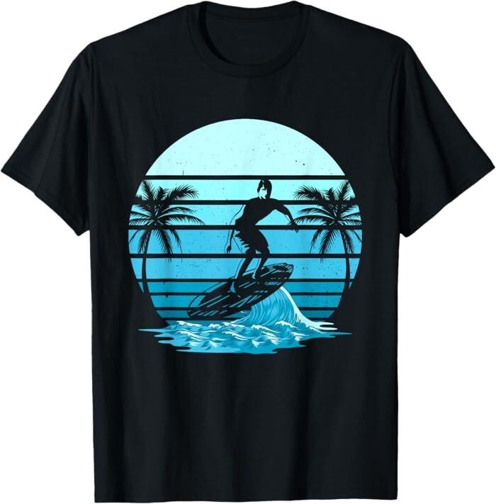 Surf Sunset Surfing Lover Gift Beach Retro Surfer T-Shirt S