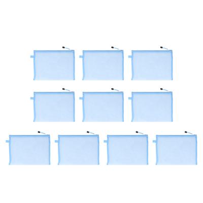10 Pcs Mesh Zipper Pouch Bag Transparent Nylon A4 Paper Pouch for Office File Document School