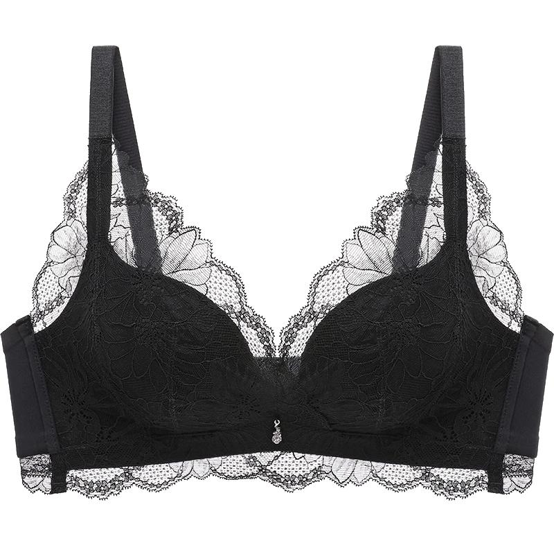 Oudifen Women's Wireless Push-Up Lace Antibacterial Bra (XB1533/XB1521)