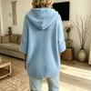 Cardigan con cappuccio e bottoni a manica lunga colorato da donna per autunno inverno