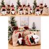 Cartoon Style Christmas Burlap Gift Bags Featuring Merry Snowman Reindeer Design