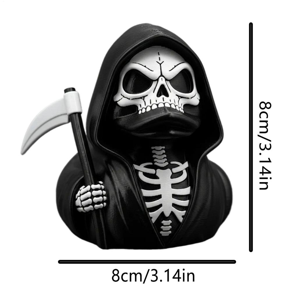 

Deaths God Skeleton Duck Statue Halloween Holding Sickle Figurine Gothic decoration Ornament for Home Bookshelf Car чорний