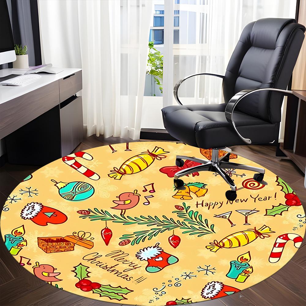 1pc Christmas Decorations Chair Carpet for Office Non Slip, Machine Washable Rug for Office, Room Holiday Decor for Christmas, Birthday Polyester