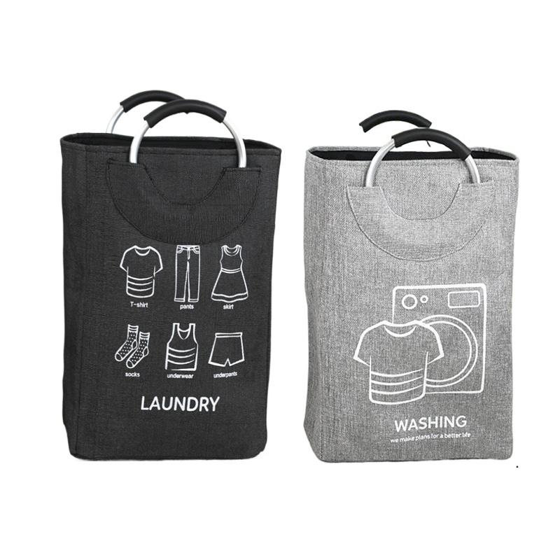 Collapsible Linen Laundry Basket with Handles Waterproof Large Capacity for Dirty Clothes Bathroom Bedroom Laundry Room Storage
