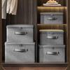Large Foldable Storage Box In Modern Grey with Lid and Handles