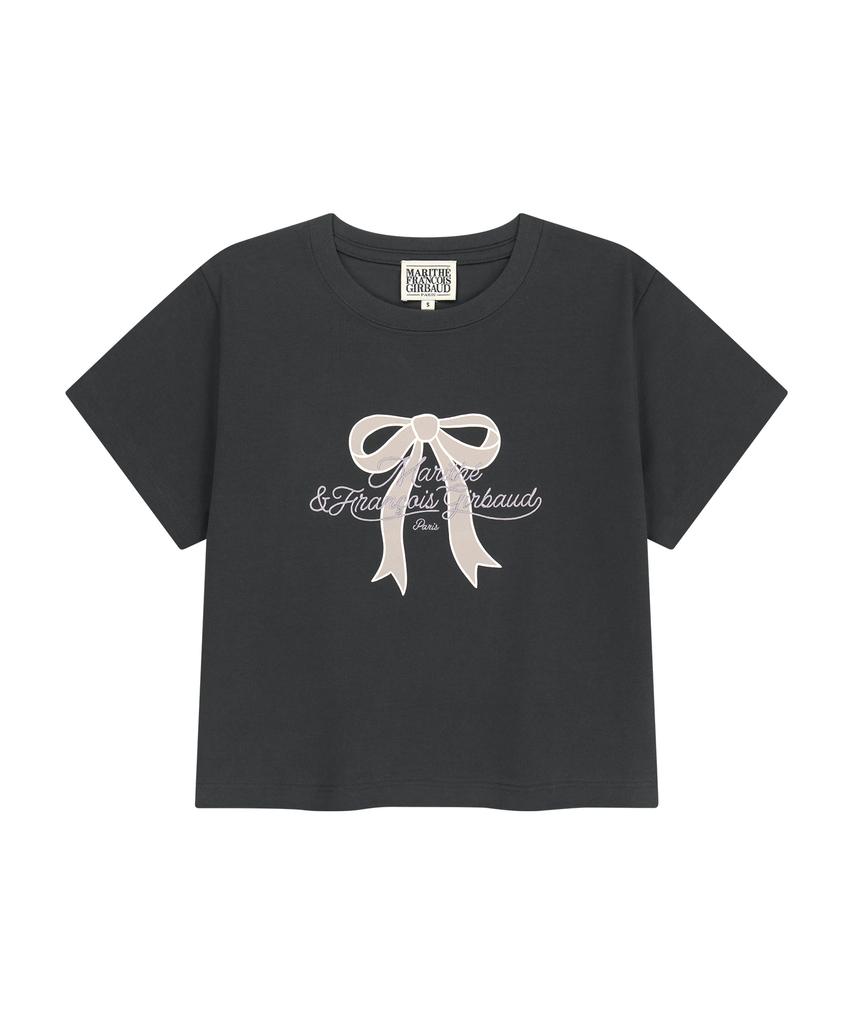 Malittepeulangsowajeobeo W Sorona Cool Ribbon Graphic Crop Tee Charcoal