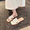 Slimming Shoes Square Toe Soft Sole Versatile Flat One-line Beach Slippers for Women