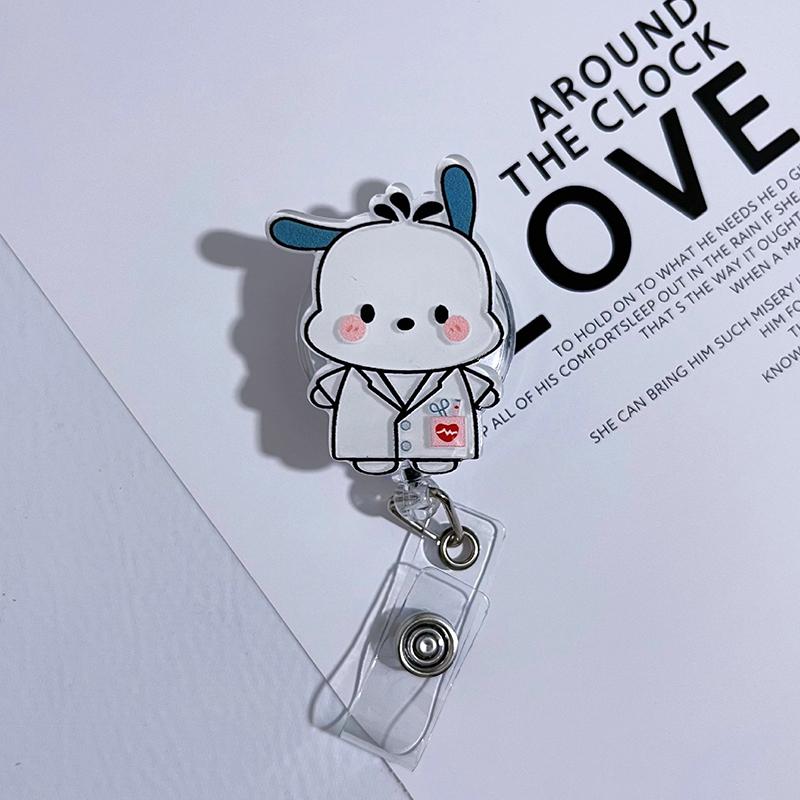 1 Piece Working Permit Pass Card Clip Cartoon Sanrio Badge Cute Melody Reel Retractable Id Name Card Clips For Nurse Badge