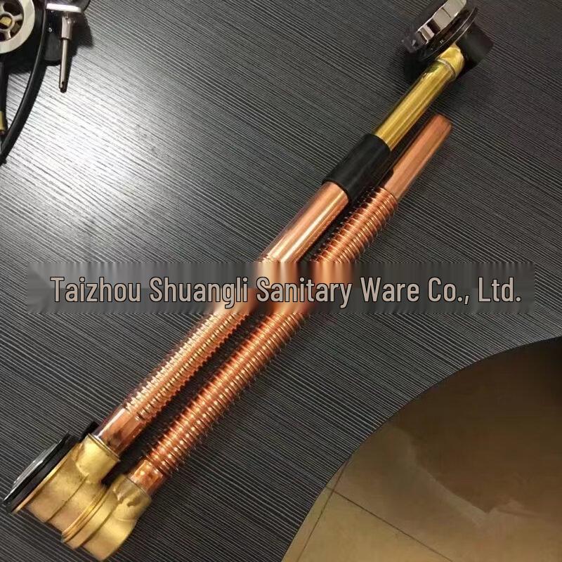 LANGZHIWEN Red Copper Rotary Sink Drainer with Corrugated Pipe