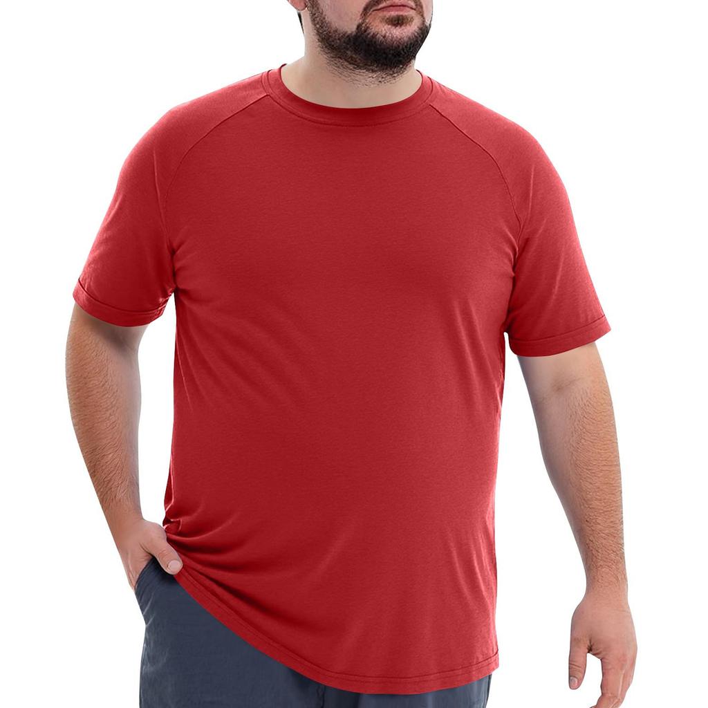 Men's Big Size Solid Color Crew Neck Short Sleeve Casual T-Shirt Lightweight Comfortable Fit Soft Fabric