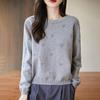 Neuer Herbst- und Winter-Rundhals-Strickpullover, Langärmliger gehäkelter Pullover mit Aushöhlungen, Basisschicht und Oberteil