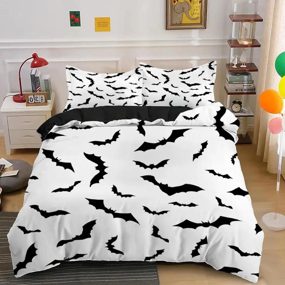 Halloween Flying Vampire Bedding Set Bats Duvet Cover Witchcraft Magic Polyester Comforter Cover Single Double King Bedclothes